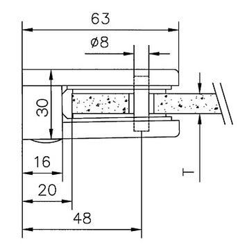 Clema mare pentru sticla pentru montare pe perete 6, 8 si 10 mm